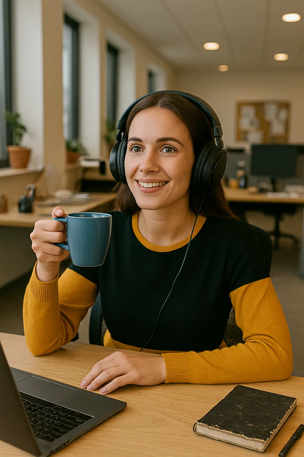 Employée détendue après un massage POZADO dans un open-space